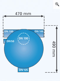 VF1 Combi Filter dimensions - top view