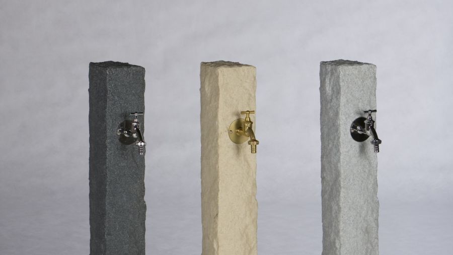 Natural Stone Effect Watering Post in 3 stone colours with Brass taps